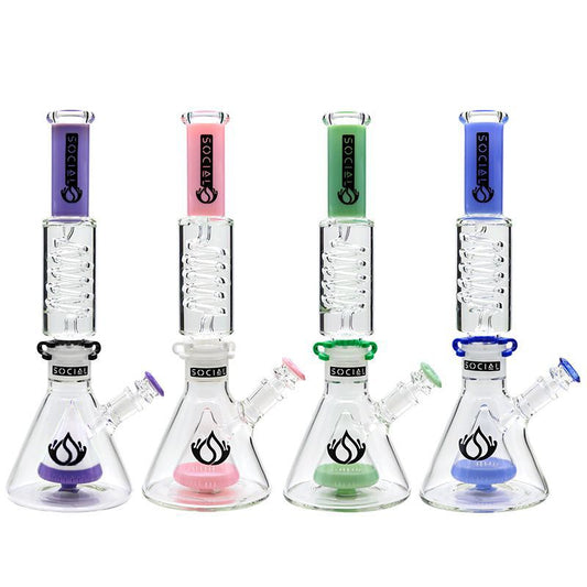 Best Deal Social Glass FURION Freezable Cone Perc Beaker Waterpipe