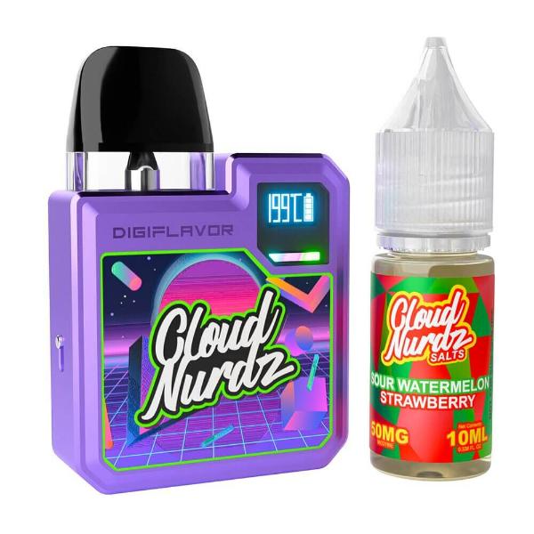 Geekvape Digi-Q Kit + Daddy's Vapor Salts (10mL)-Purple/Sour Watermelon Strawberry