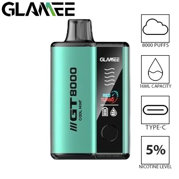 Glamee GT 8000 Puffs Disposable Vape 16mL Best Flavor Cool Mint