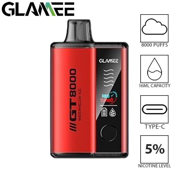 Glamee GT 8000 Puffs Disposable Vape 16mL Best Flavor Watermelon Ice