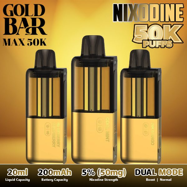 Gold Bar Max Nixodine 50,000 Puffs Replacement Pods