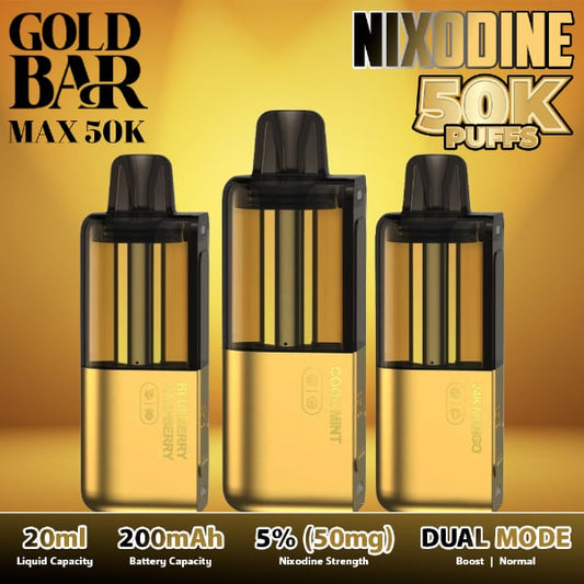 Gold Bar Max Nixodine 50,000 Puffs Replacement Pods