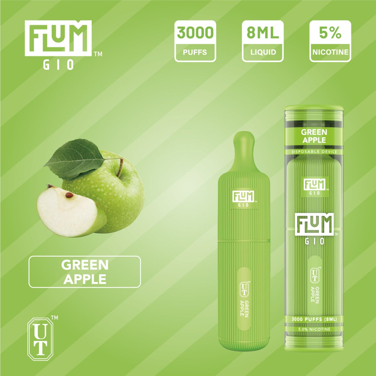 Flum GIO Disposable Vape 10-Pack Best Flavor Green Apple