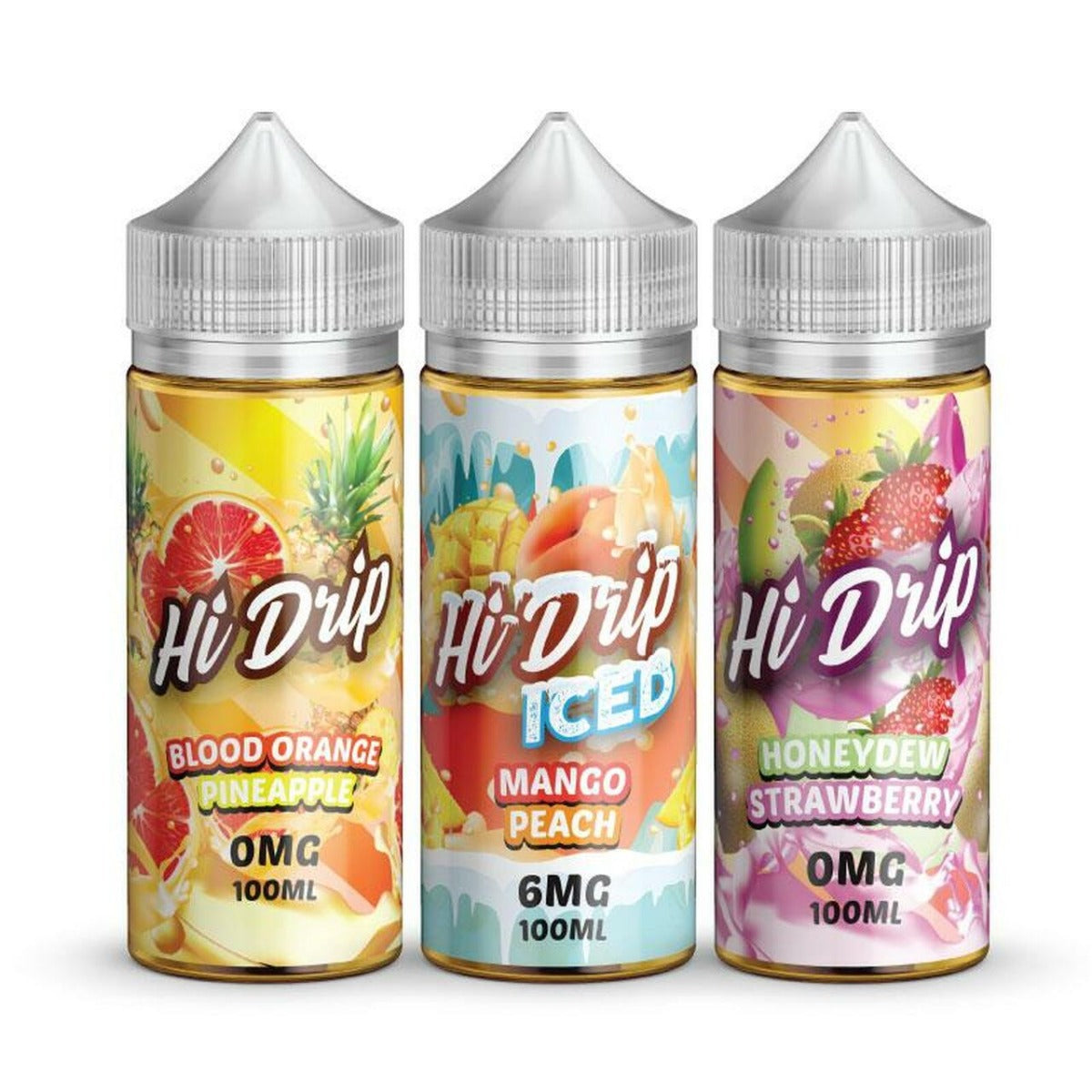 Hi-Drip E-Liquid 100mL Vape Juice Best Flavor Blood Orange Pineapple Mango Peach Iced Honeydew Strawberry