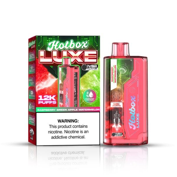 Hotbox Luxe 12000 Puffs Disposable Raspberry Green Apple Watermelon