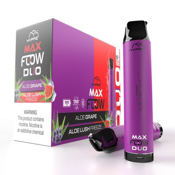 Hyppe Max Flow Duo Single Disposable Vape 2500 Puffs Best Flavor Aloe Grape Aloe Lush Freeze