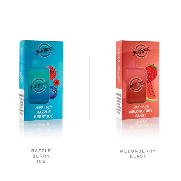 Jukboxx 5000 Puffs Disposable Vape 10 Pack Best Flavors Razzle Berry Ice Melonberry Blast