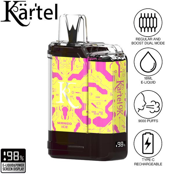 Kartel 9k by Vapmod 9000 Puffs 18mL Disposable Vape Best Flavor Mango Ice