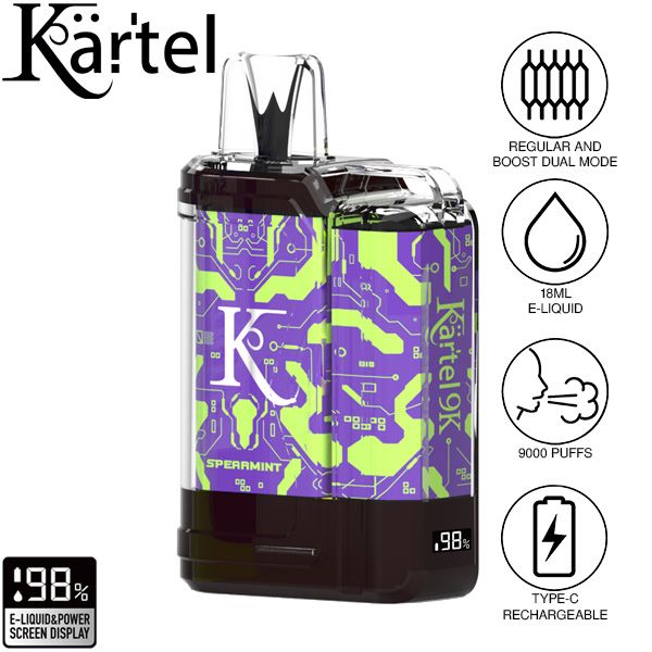 Kartel 9k by Vapmod 9000 Puffs 18mL Disposable Vape Best Flavor Spearmint