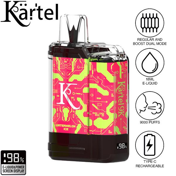 Kartel 9k by Vapmod 9000 Puffs 18mL Disposable Vape Best Flavor Watermelon Ice