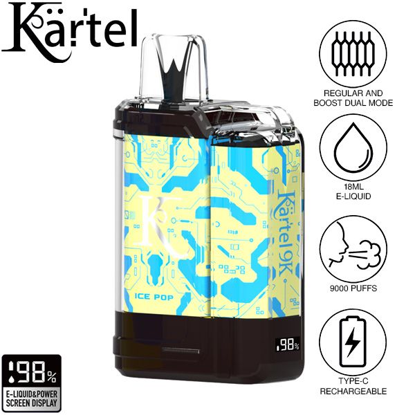 Kartel 9k by Vapmod 9000 Puffs 18mL Disposable Vape Best Flavor  Ice Pop