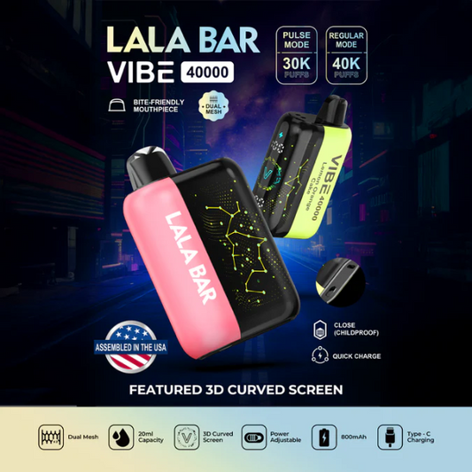 LALA BAR Vibe 40K Puff Disposable Device - TEXAS COMPLIANT VERSION