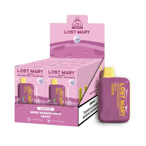 Lost Mary OS5000 Rechargeable Disposable Vape by Elf Bar 10 Pack 13mL Best Flavor Berry Passion Fruit Grape