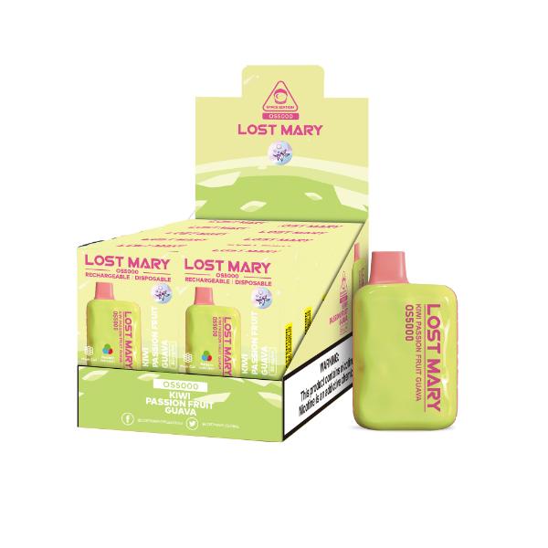 Lost Mary OS5000 Rechargeable Disposable Vape by Elf Bar 10 Pack 13mL Best Flavor Kiwi Passionfruit Guava