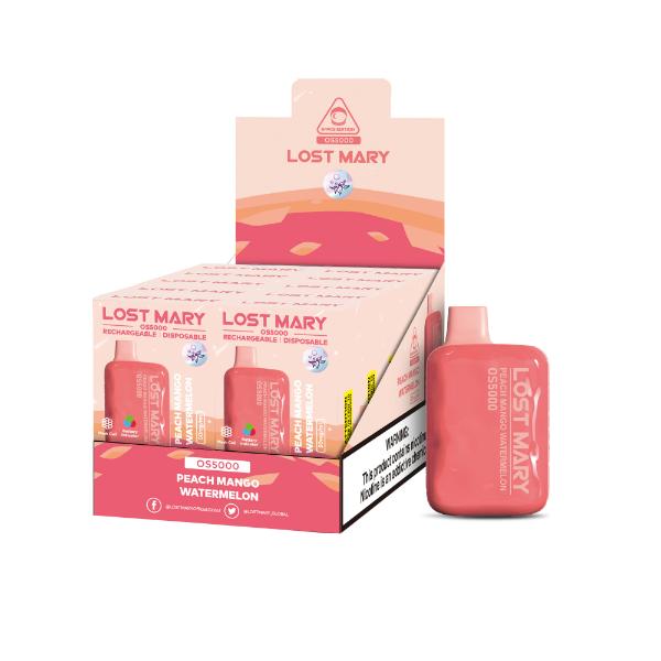 Best Deal Lost Mary OS5000 Disposable Vape by Elf Bar 10-Pack 13mL Peach Mango Watermelon