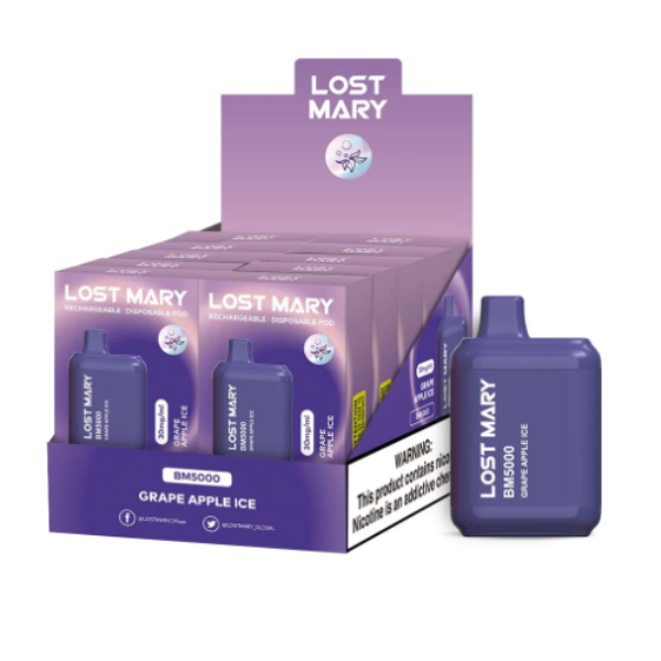 Best Deal Lost Mary BM5000 Puffs Disposable Vape 12mL Grape Apple Ice