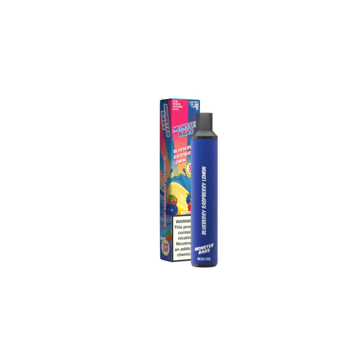 Monster Bar XL Disposable Vape 7mL Best Flavor Blueberry Raspberry Lemon