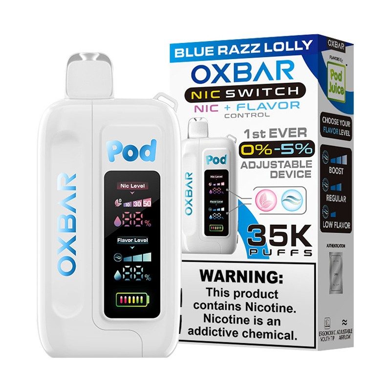 OXBAR Pod Juice NIC Switch 35,000 Puff Disposable Blue Razz Lolly