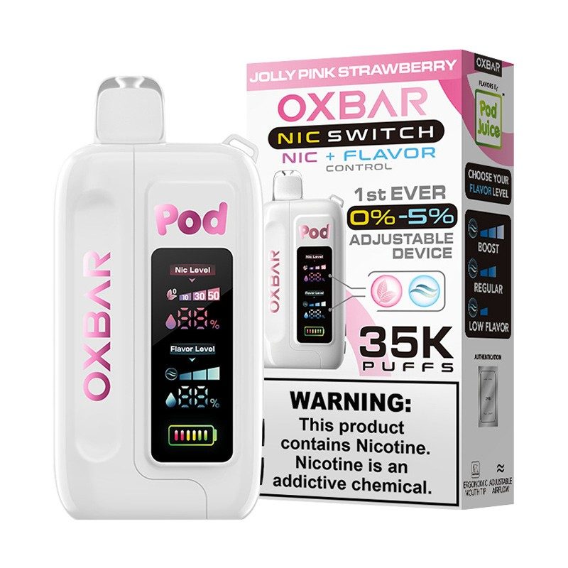 OXBAR Pod Juice NIC Switch 35,000 Puff Disposable Jolly Pink Strawberry