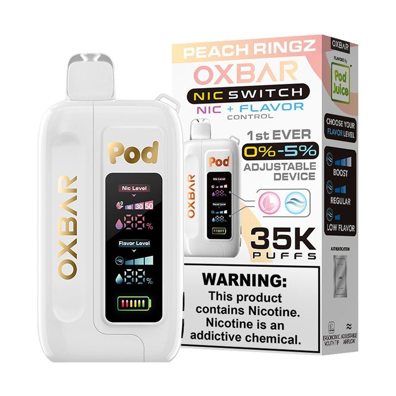 OXBAR Pod Juice NIC Switch 35,000 Puff Disposable Peach Ringz
