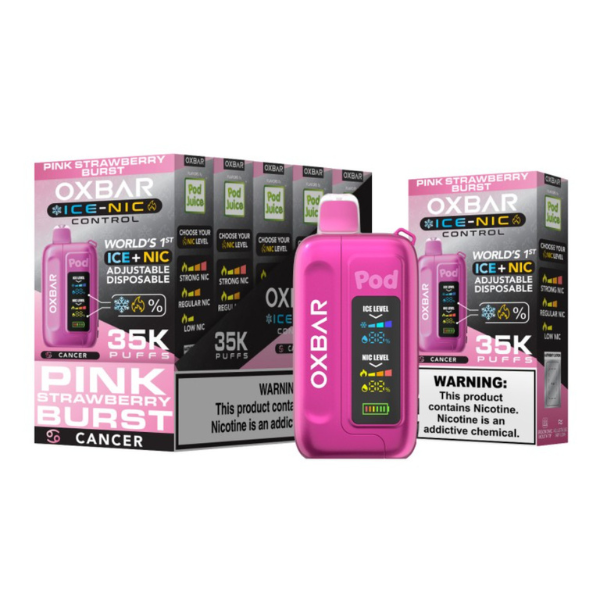 OXBAR x Pod Juice ICE-NIC Control 35,000 Puffs Disposable - Pink Strawberry Burst
