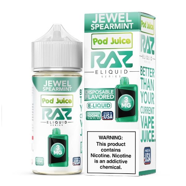 Pod Juice + RAZ Disposables Collab Freebase E-Liquid 100mL - Jewel Spearmint