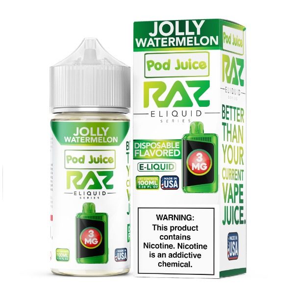 Pod Juice + RAZ Disposables Collab Freebase E-Liquid 100mL - Jolly Watermelon