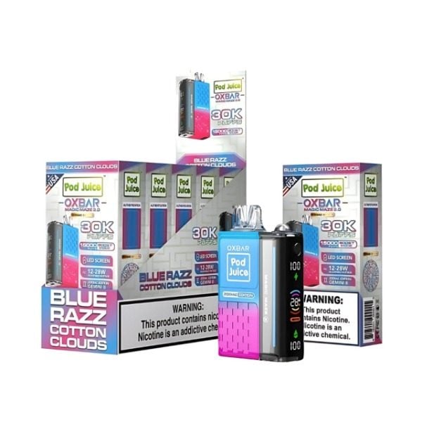 Pod Juice x OXBAR Magic Maze 2 30k Puffs Rechargeable Disposable - Blue Razz Cotton Clouds