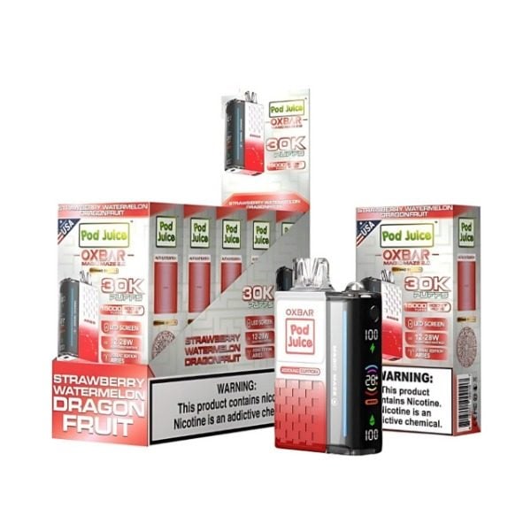 Pod Juice x OXBAR Magic Maze 2 30k Puffs Rechargeable Disposable - Strawberry Watermelon Dragon Fruit