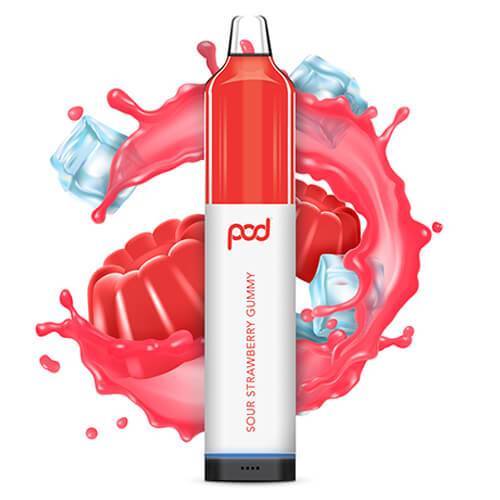 Pod Mesh 5500 Single Disposable Vape 12mL Best Flavor Sour Strawberry Gummy