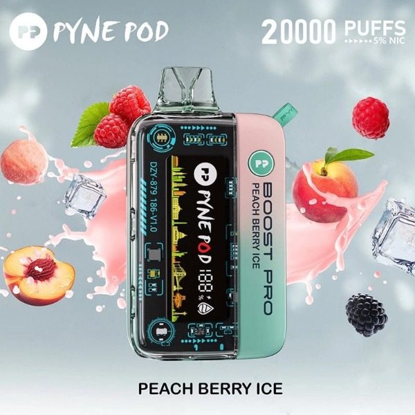 Pyne Pod Boost Pro 20000 Puffs Rechargeable Disposable - Peach Berry Ice