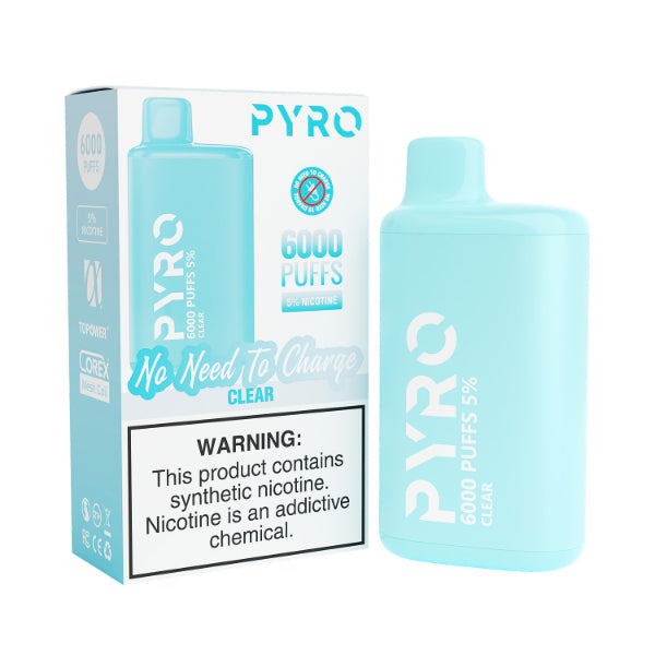 Pyro 6000 Puffs Disposable Vape 13mL 10 Pack Best Flavor Clear