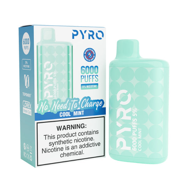 Pyro 6000 Puffs Disposable Vape 13mL 10 Pack Best Flavor Cool Mint