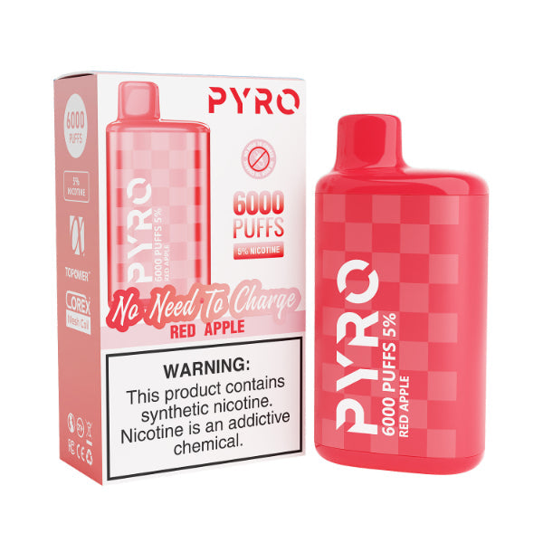 Pyro 6000 Puffs Disposable Vape 13mL 10 Pack Best Flavor Red Apple