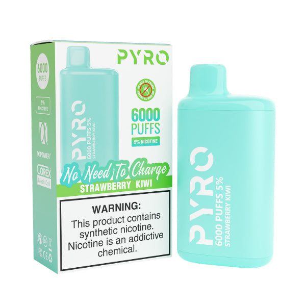 Pyro 6000 Puffs Disposable Vape 13mL 10 Pack Best Flavor Strawberry Kiwi