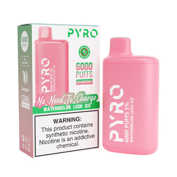 Pyro 6000 Puffs Disposable Vape 13mL 10 Pack Best Flavor Watermelon Lush Ice