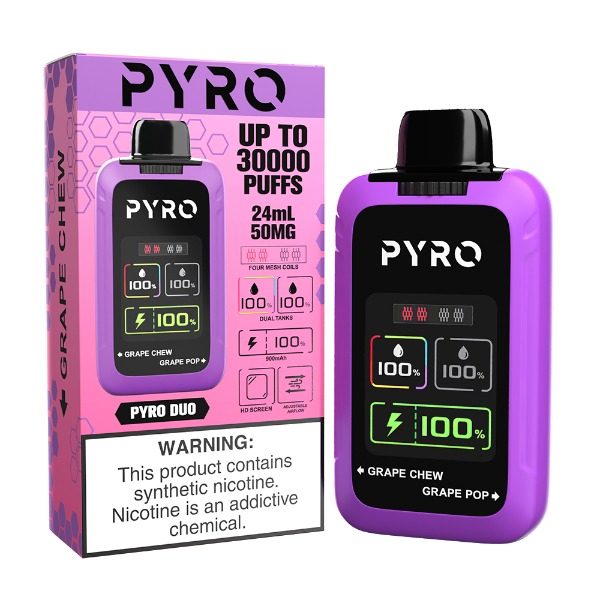 Pyro DUO 30000 Puffs Disposable - grape chew grape pop