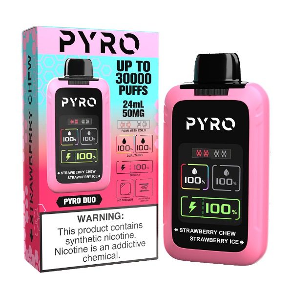 Pyro DUO 30000 Puffs Disposable - Strawberry Chew / Strawberry Ice