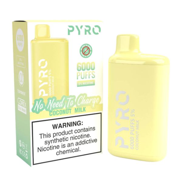 Pyro Disposable 6000 Puffs Disposable Vape 13mL Best Flavor Coconut Milk