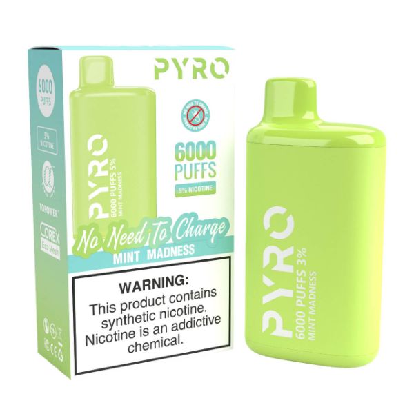 Pyro Disposable 6000 Puffs Disposable Vape 13mL Best Flavor Mint Madness