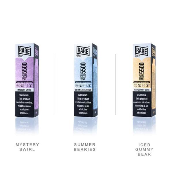 Rare Grip 5500 Puffs Mesh Rechargeable Vape Disposable 12mL 10 Pack - $88.29 eJuices.co Rare Grip 5500 Puffs Mesh Rechargeable Vape Disposable 12mL 10 Pack - $88.29 eJuices.co