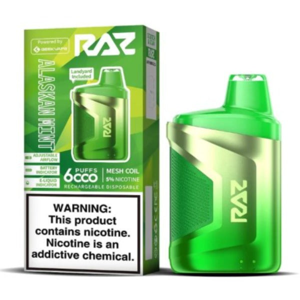 Best Deal Raz CA6000 6000 Puffs by Geek Vape Disposable 10-Pack 10 mL Alaskan Mint