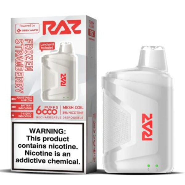 Raz CA6000 6000 Puffs by Geek Vape Disposable 10 Pack 10 mL Best Flavor - Frozen Strawberry 