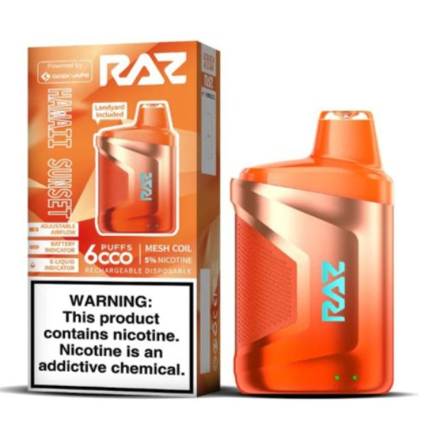 Best Deal Raz CA6000 6000 Puffs by Geek Vape Disposable 10-Pack 10 mL Hawaaii Sunset