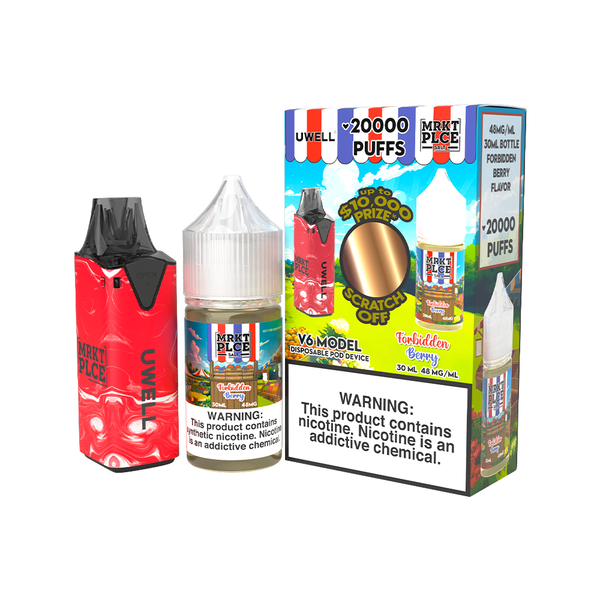 Uwell V6 Pod Kit + MRKT PLCE Salt 30mL Bundle - Red/Forbidden Berry 48mg