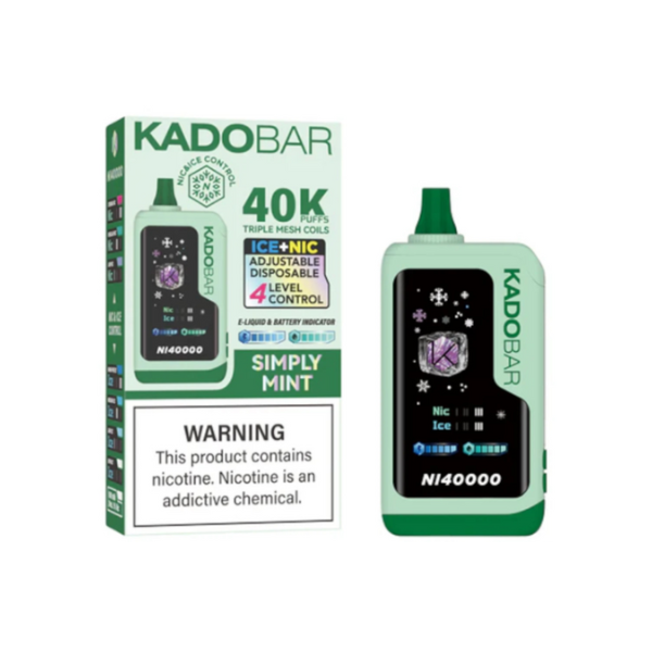 Best Deal KadoBar NI40000 Ice + Nicotine Control Disposable Vape 24mL 5 Pack - Simply Mint