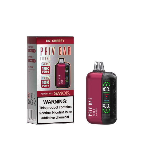 SMOK Priv Bar Turbo 15000 Puffs Disposable Vape 16mL Best Flavor Dr. Cherry