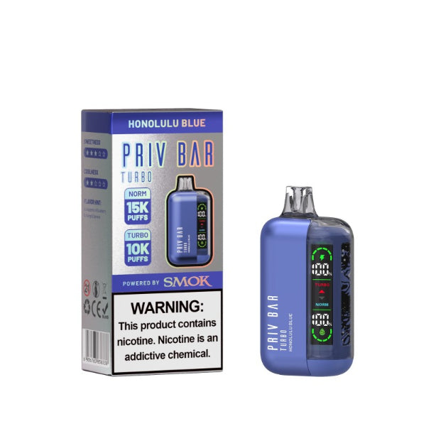 SMOK Priv Bar Turbo 15000 Puffs Disposable Vape 16mL Best Flavor Honolulu Blue