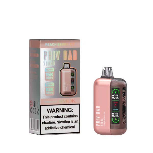 SMOK Priv Bar Turbo 15000 Puffs Disposable Vape 16mL Best Flavor Peach Berry Ice