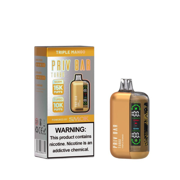 SMOK Priv Bar Turbo 15000 Puffs Disposable Vape 16mL Best Flavor Triple Mango